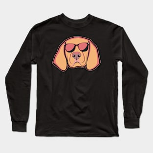 Vizsla Dog Face With Light Pink Neon Color Long Sleeve T-Shirt